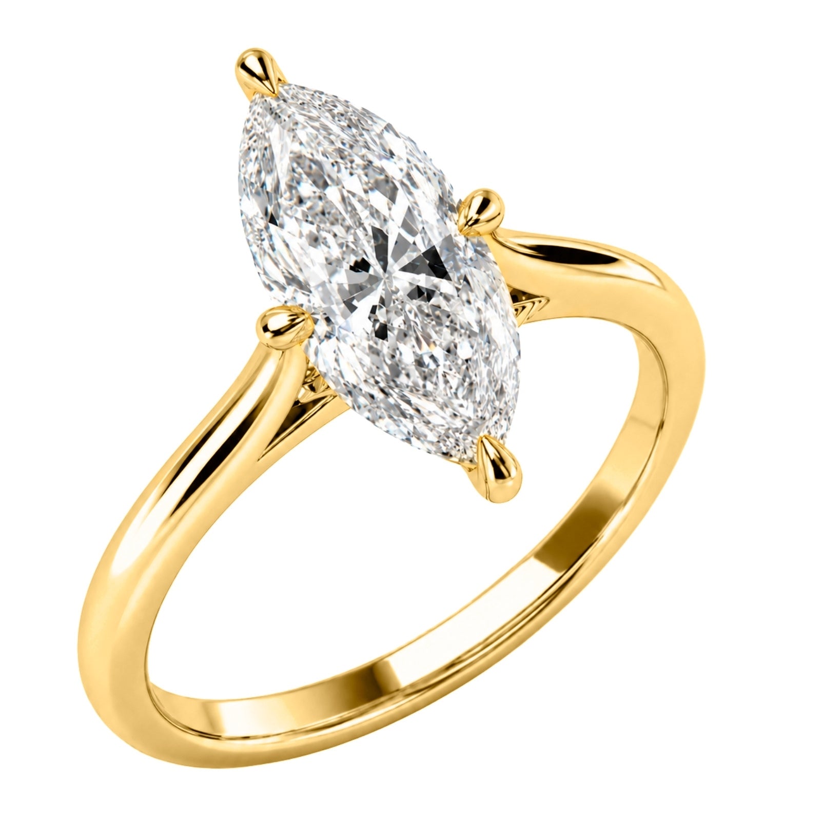 1.00-6.00 Carat T.W. Marquise-cut IGI Certified Lab Grown Diamond (F/VS) 14K Gold Solitaire Ring - Assorted Colors, Sizes & Carat