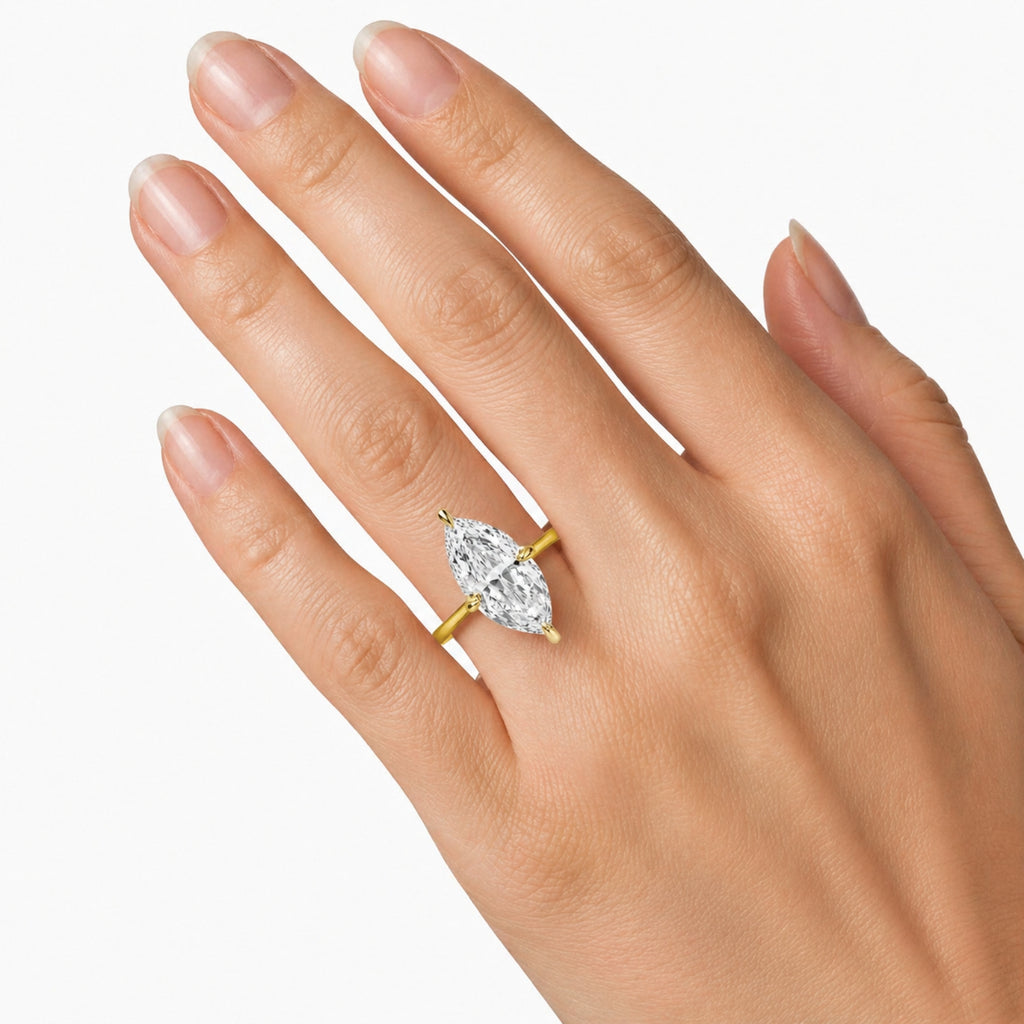 1.00-6.00 Carat T.W. Marquise-cut IGI Certified Lab Grown Diamond (F/VS) 14K Gold Solitaire Ring - Assorted Colors, Sizes & Carat