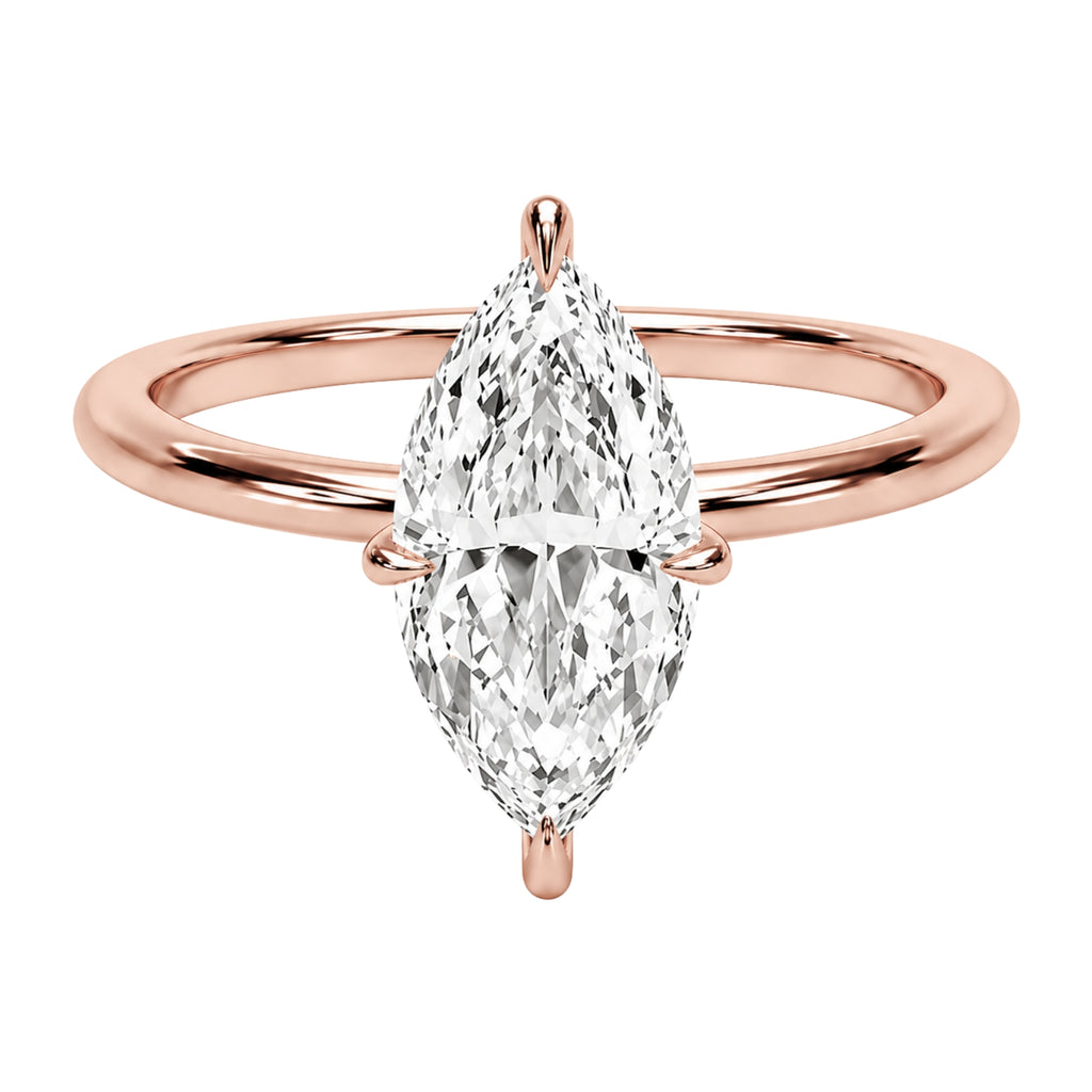 1.00-6.00 Carat T.W. Marquise-cut IGI Certified Lab Grown Diamond (F/VS) 14K Gold Solitaire Ring - Assorted Colors, Sizes & Carat