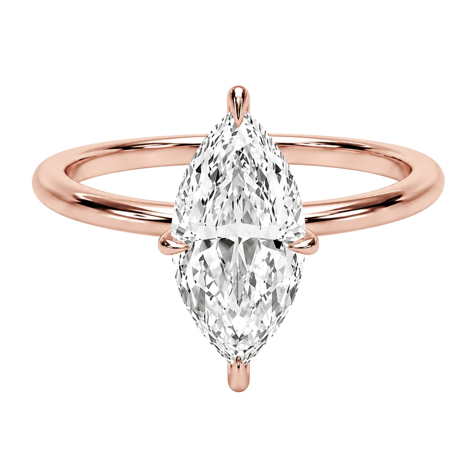 1.00-6.00 Carat T.W. Marquise-cut IGI Certified Lab Grown Diamond (F/VS) 14K Gold Solitaire Ring - Assorted Colors, Sizes & Carat