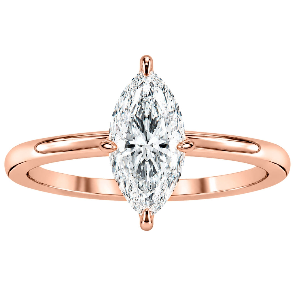 Diamonair Marquise solitaire ring 14K Rose Gold 6.00 CT Size 11