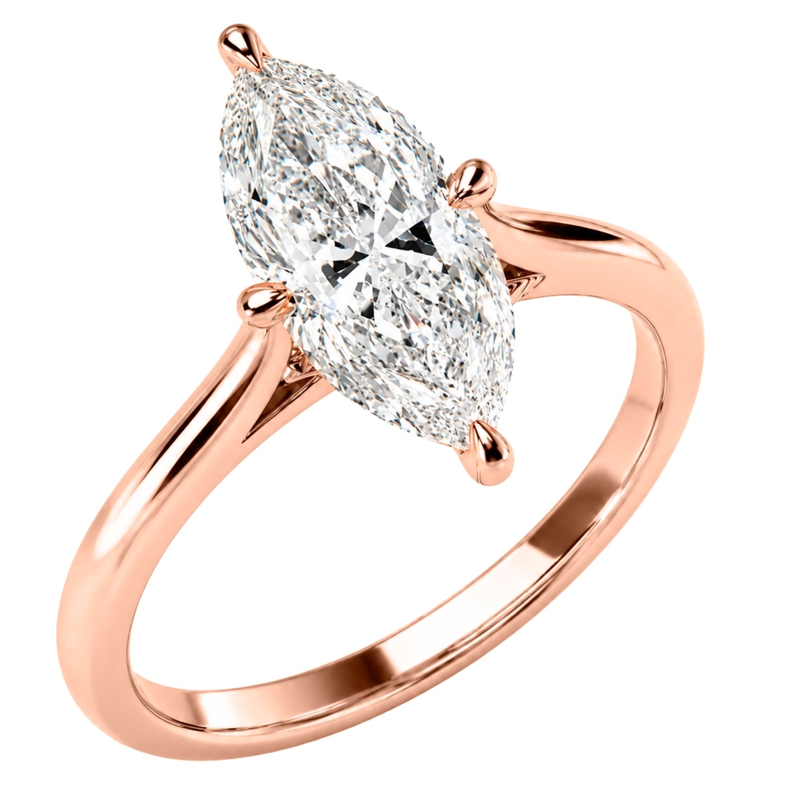 1.00-6.00 Carat T.W. Marquise-cut IGI Certified Lab Grown Diamond (F/VS) 14K Gold Solitaire Ring - Assorted Colors, Sizes & Carat