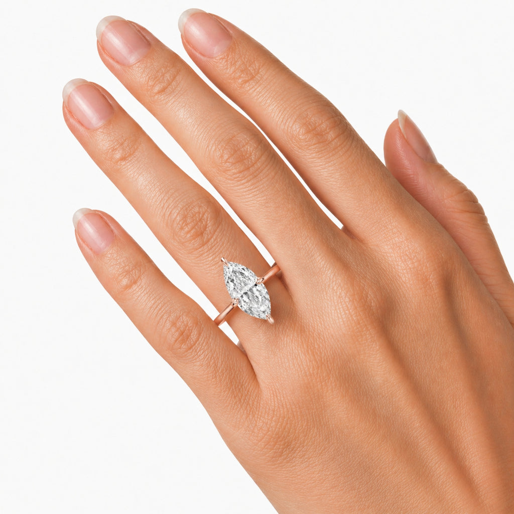 1.00-6.00 Carat T.W. Marquise-cut IGI Certified Lab Grown Diamond (F/VS) 14K Gold Solitaire Ring - Assorted Colors, Sizes & Carat
