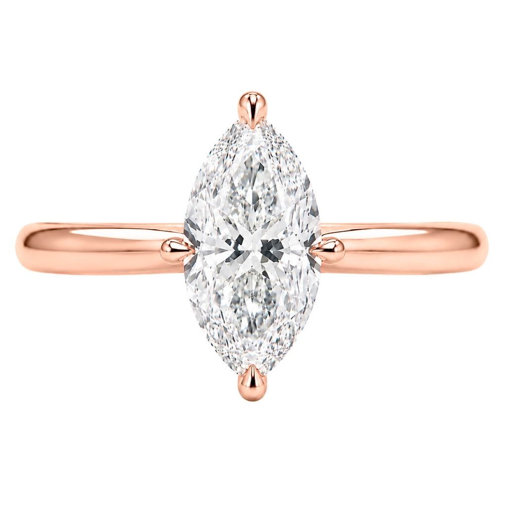 1.00-6.00 Carat T.W. Marquise-cut IGI Certified Lab Grown Diamond (F/VS) 14K Gold Solitaire Ring - Assorted Colors, Sizes & Carat