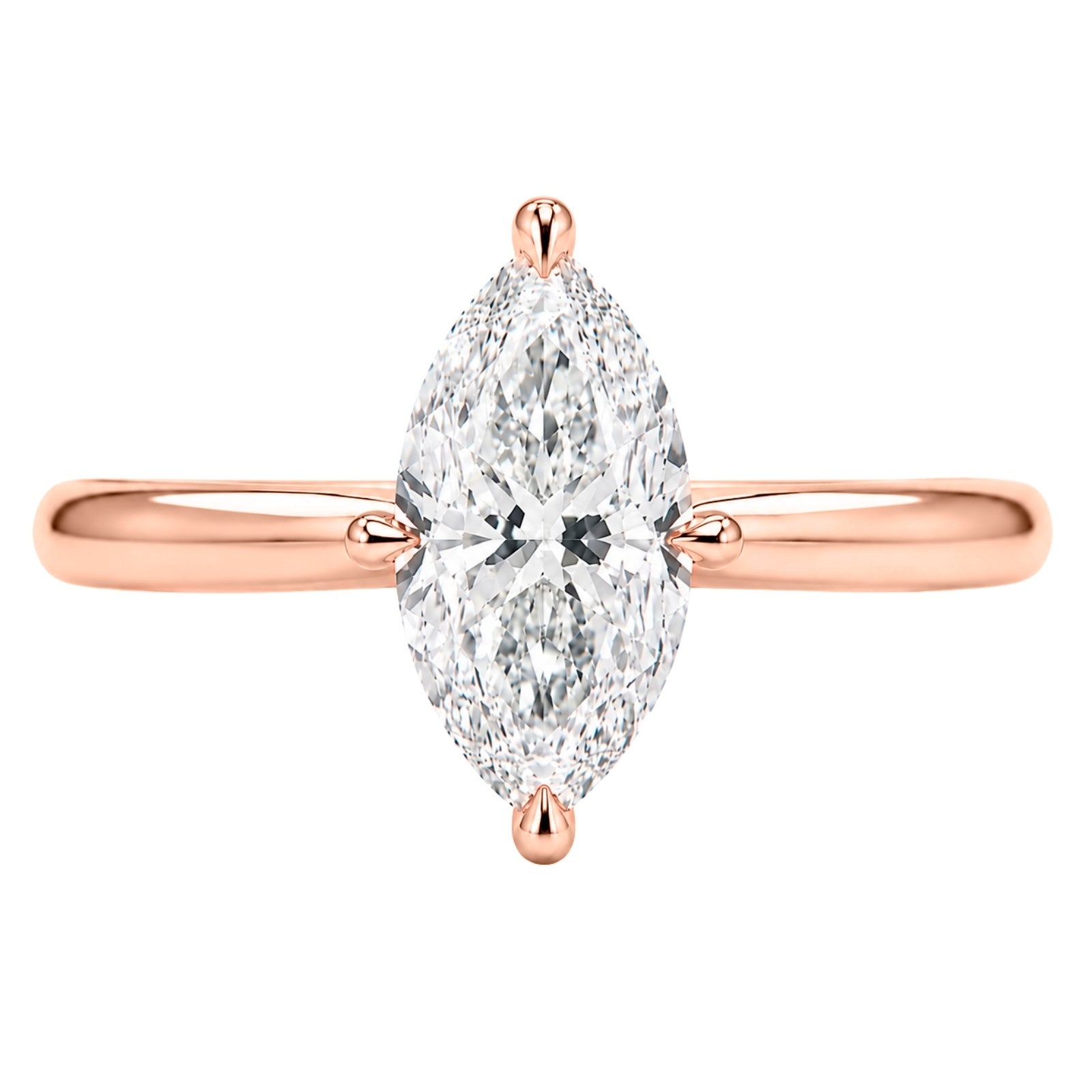 1.00-6.00 Carat T.W. Marquise-cut IGI Certified Lab Grown Diamond (F/VS) 14K Gold Solitaire Ring - Assorted Colors, Sizes & Carat