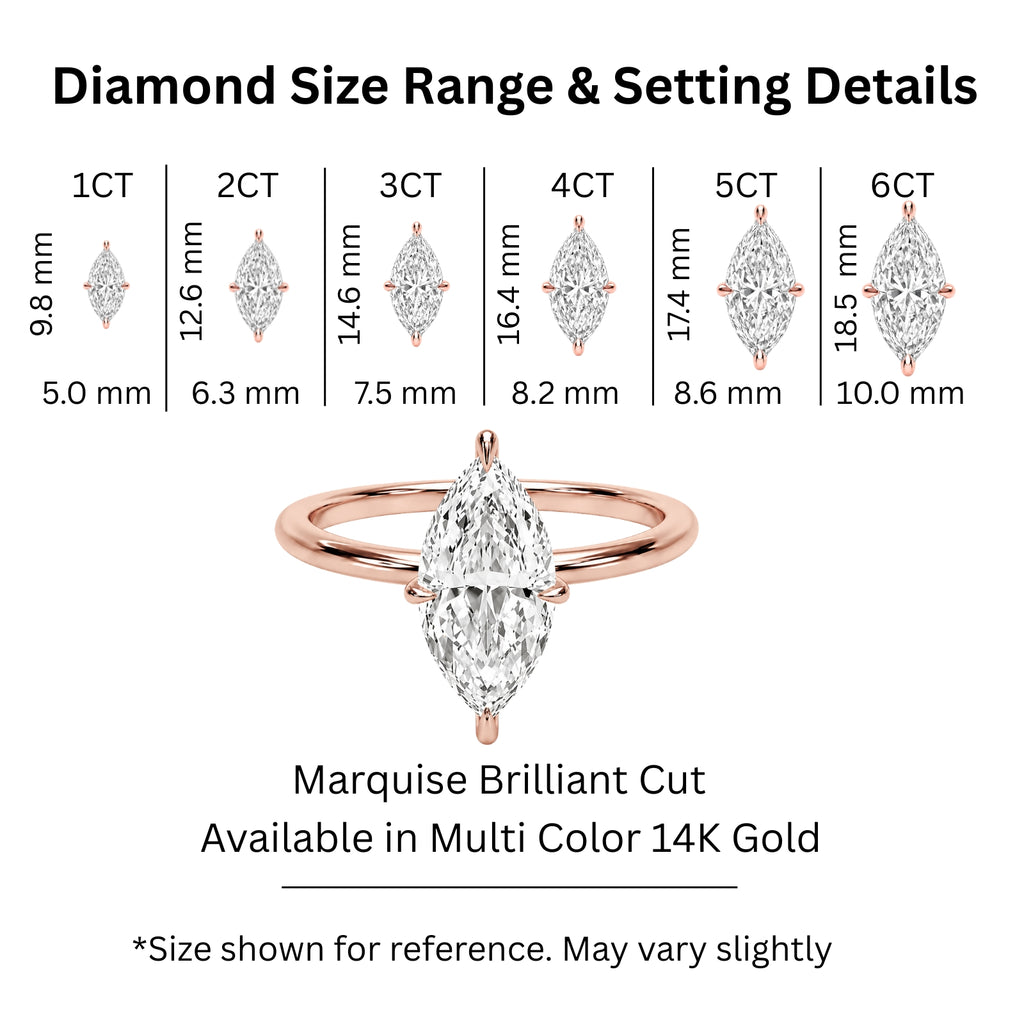 1.00-6.00 Carat T.W. Marquise-cut IGI Certified Lab Grown Diamond (F/VS) 14K Gold Solitaire Ring - Assorted Colors, Sizes & Carat