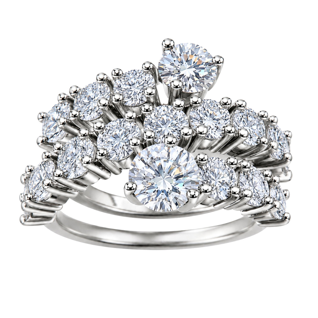 Diamonair Lab Grown Diamond (F/VS+) 3.00 carat Round cut Sterling Silver Ring - Sterling Silver | Gold over Silver