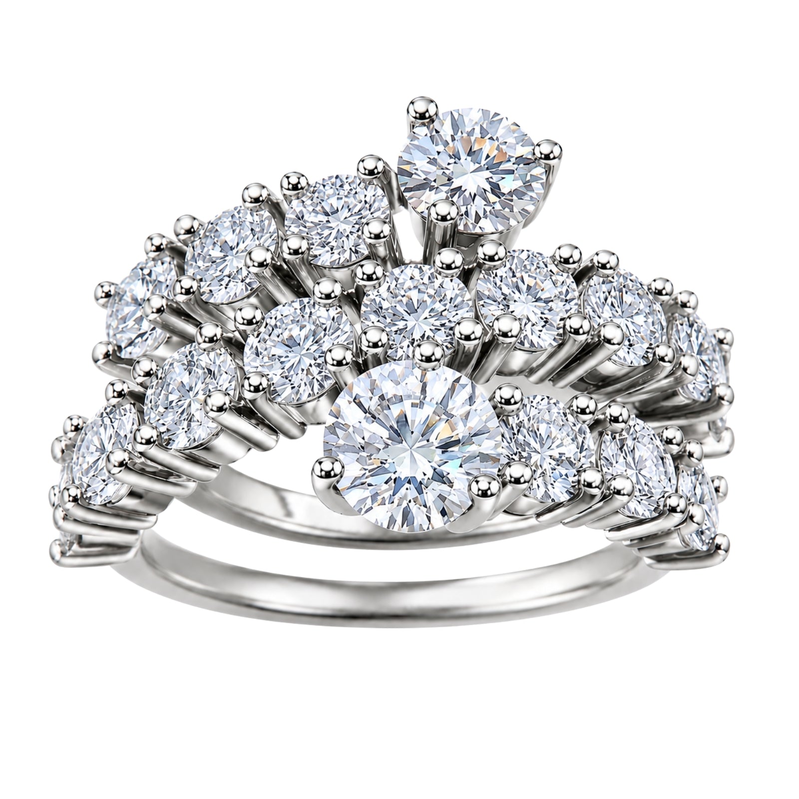 Diamonair Lab Grown Diamond (F/VS+) 3.00 carat Round cut Sterling Silver Ring - Sterling Silver | Gold over Silver