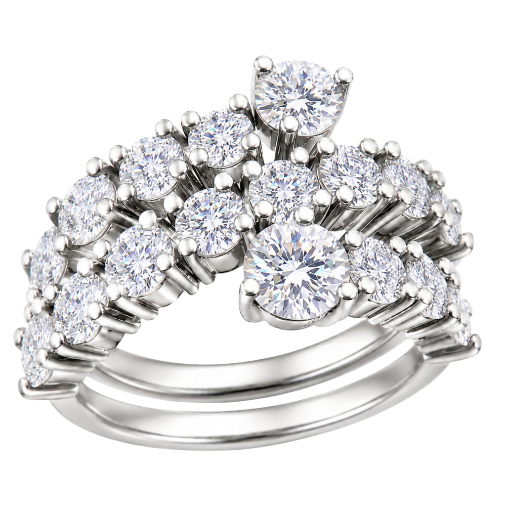 Diamonair Lab Grown Diamond (F/VS+) 3.00 carat Round cut Sterling Silver Ring - Sterling Silver | Gold over Silver