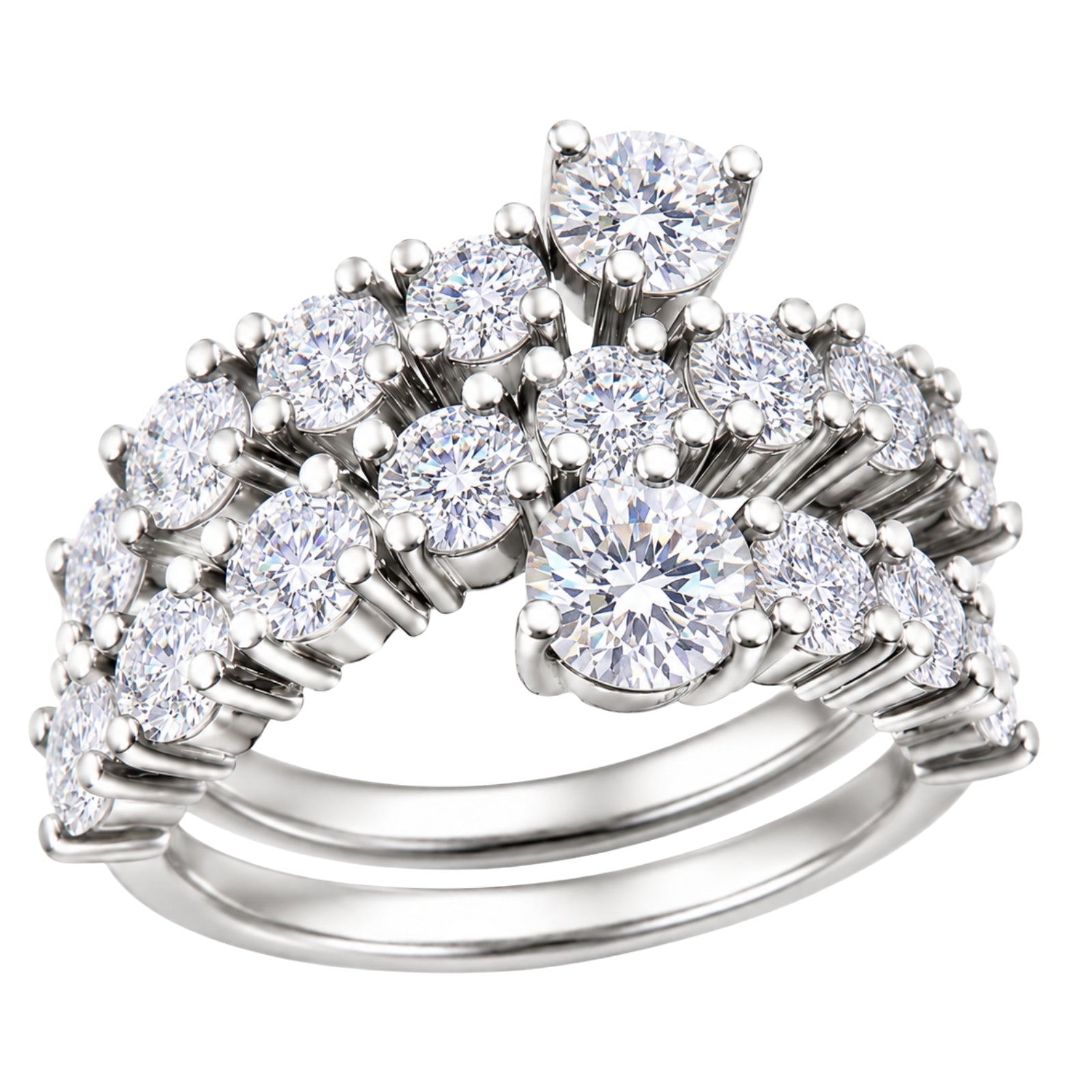 Diamonair Lab Grown Diamond (F/VS+) 3.00 carat Round cut Sterling Silver Ring - Sterling Silver | Gold over Silver