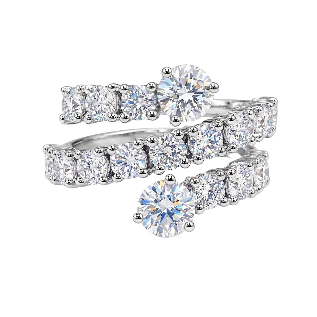 Diamonair Lab Grown Diamond (F/VS+) 3.00 carat Round cut Sterling Silver Ring - Sterling Silver | Gold over Silver