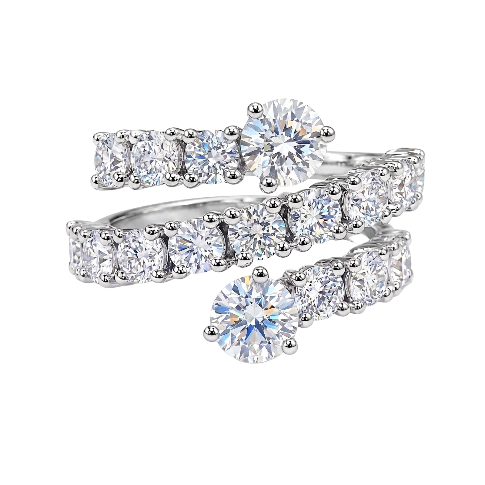 Diamonair Lab Grown Diamond (F/VS+) 3.00 carat Round cut Sterling Silver Ring - Sterling Silver | Gold over Silver