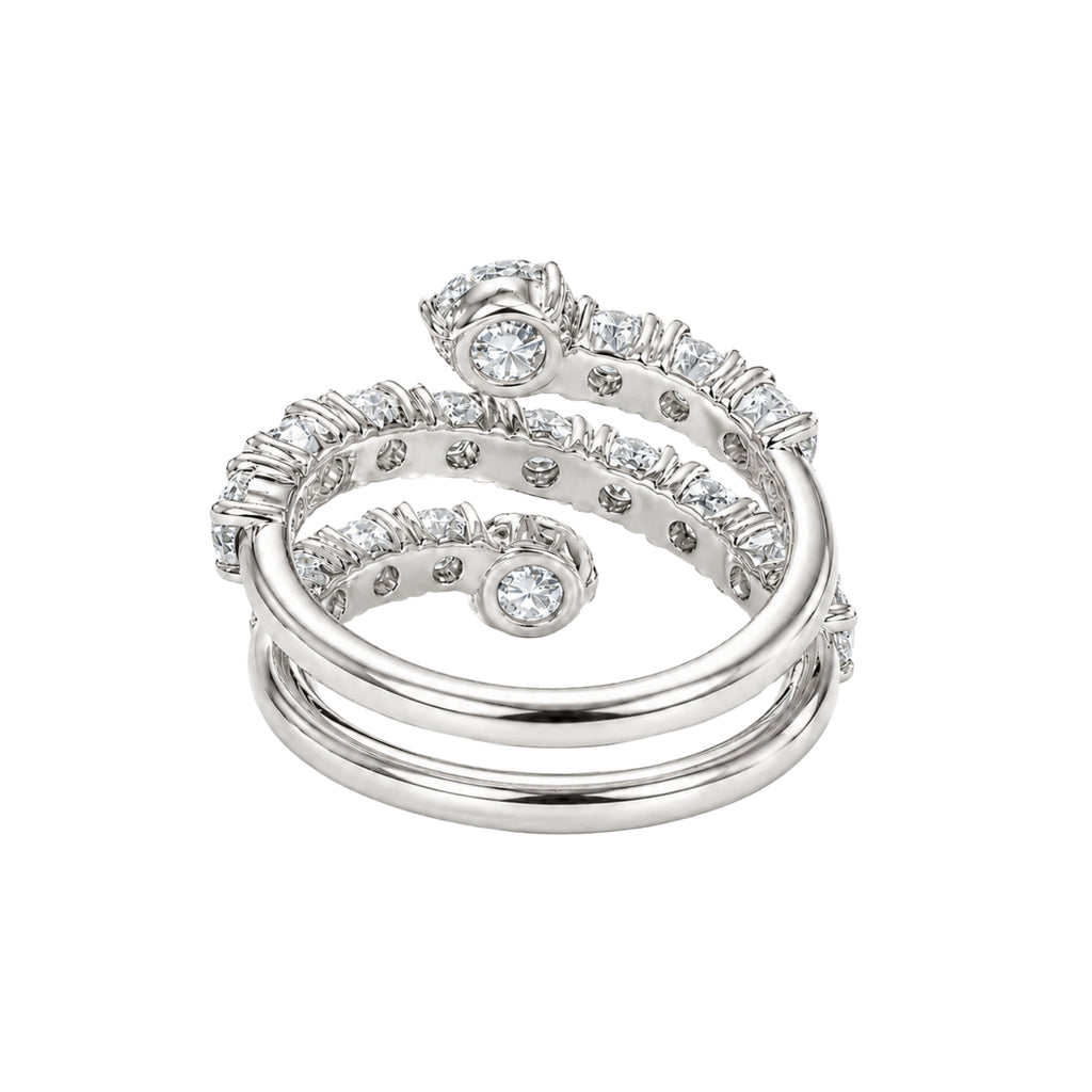 Diamonair Lab Grown Diamond (F/VS+) 3.00 carat Round cut Sterling Silver Ring - Sterling Silver | Gold over Silver