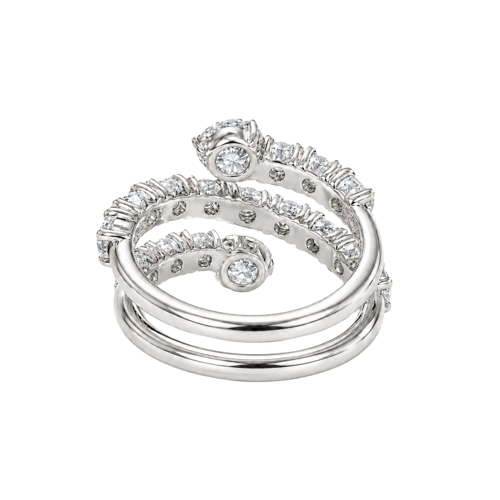 Diamonair Lab Grown Diamond (F/VS+) 3.00 carat Round cut Sterling Silver Ring - Sterling Silver | Gold over Silver
