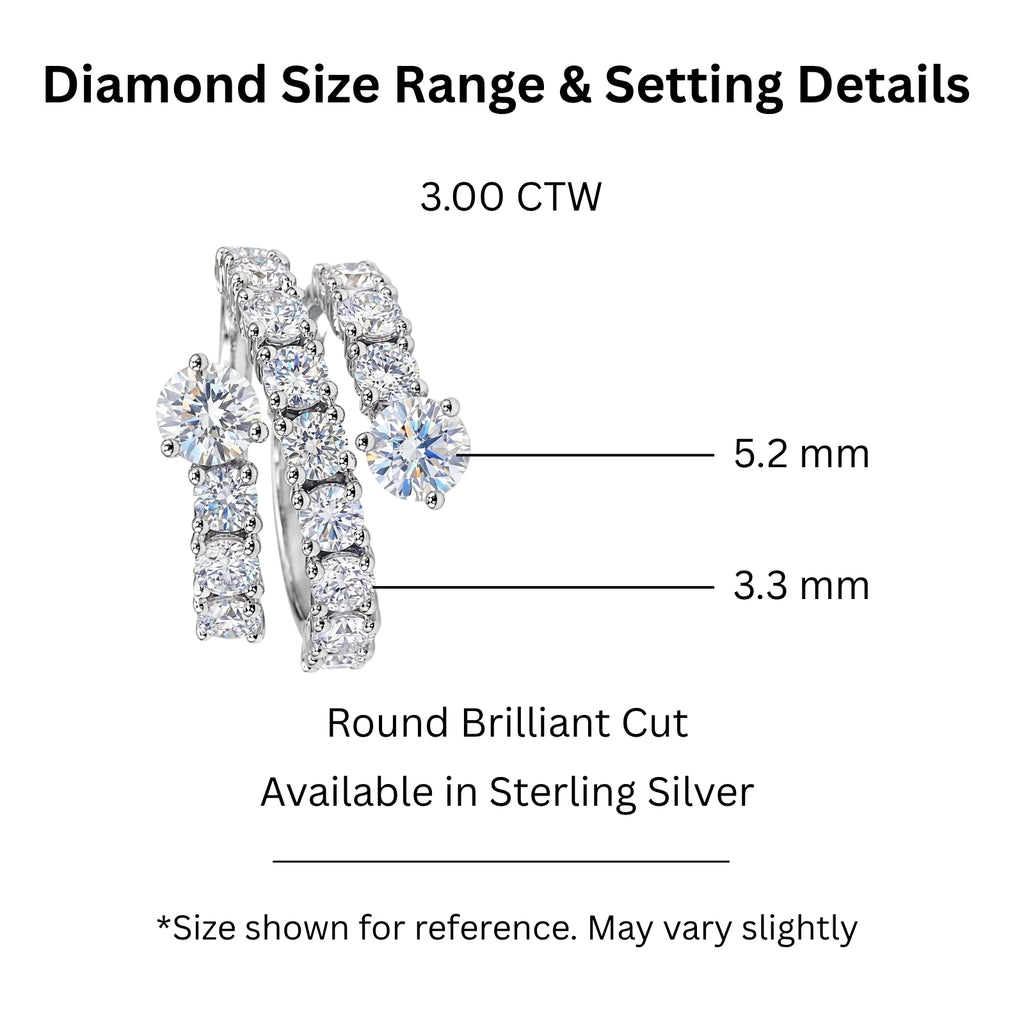 Diamonair Lab Grown Diamond (F/VS+) 3.00 carat Round cut Sterling Silver Ring - Sterling Silver | Gold over Silver