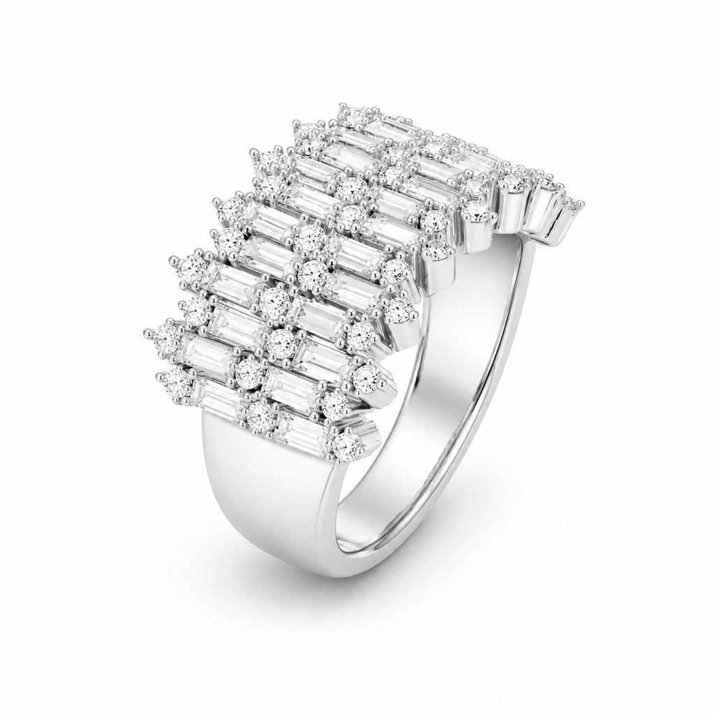 Diamonair Lab Grown Diamond (F/VS+) 2.00 carat Round cut Sterling Silver Statement Ring - Sterling Silver | Gold over Silver