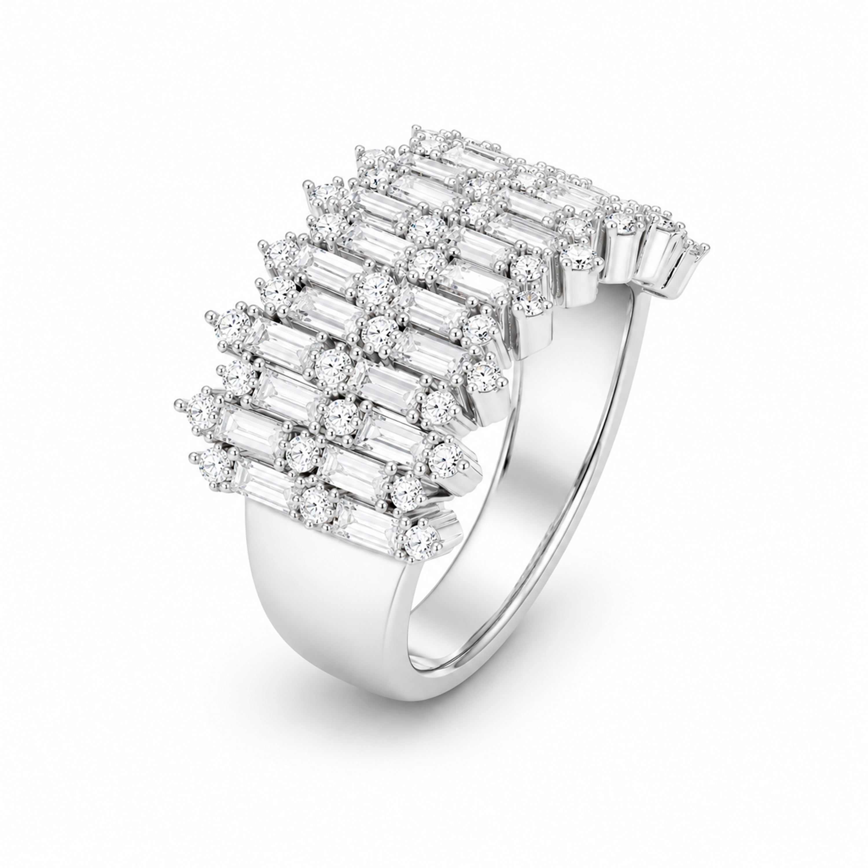 Diamonair Lab Grown Diamond (F/VS+) 2.00 carat Round cut Sterling Silver Statement Ring - Sterling Silver | Gold over Silver