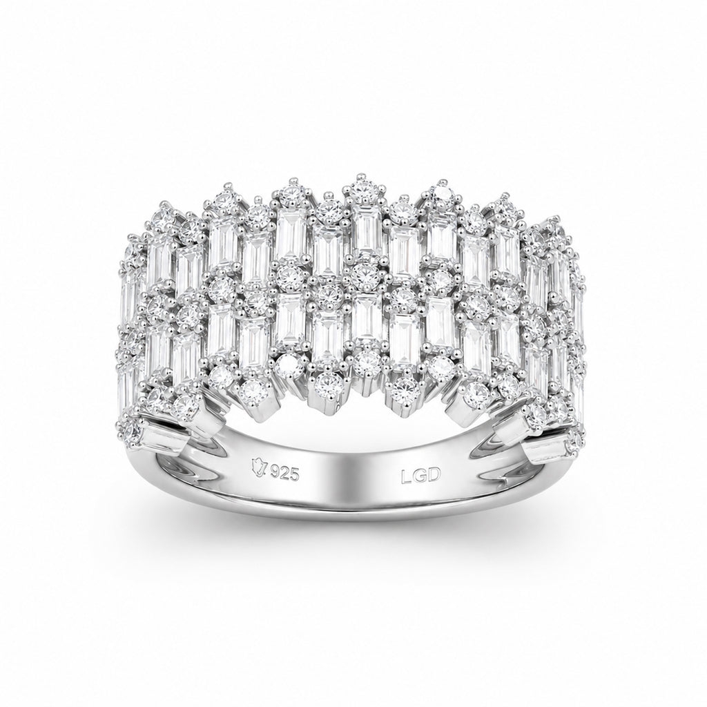 Diamonair Lab Grown Diamond (F/VS+) 2.00 carat Round cut Sterling Silver Statement Ring - Sterling Silver | Gold over Silver