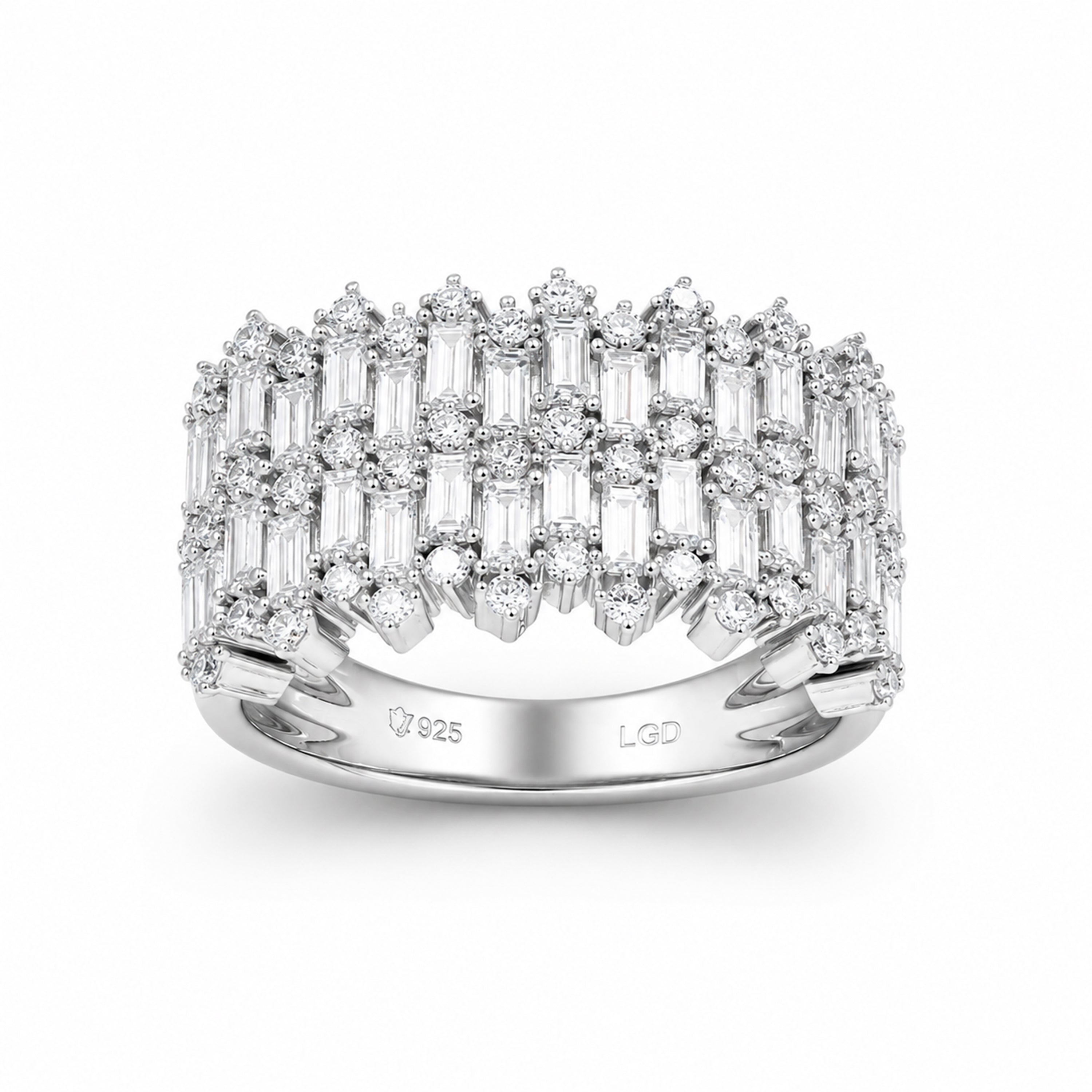 Diamonair Lab Grown Diamond (F/VS+) 2.00 carat Round cut Sterling Silver Statement Ring - Sterling Silver | Gold over Silver