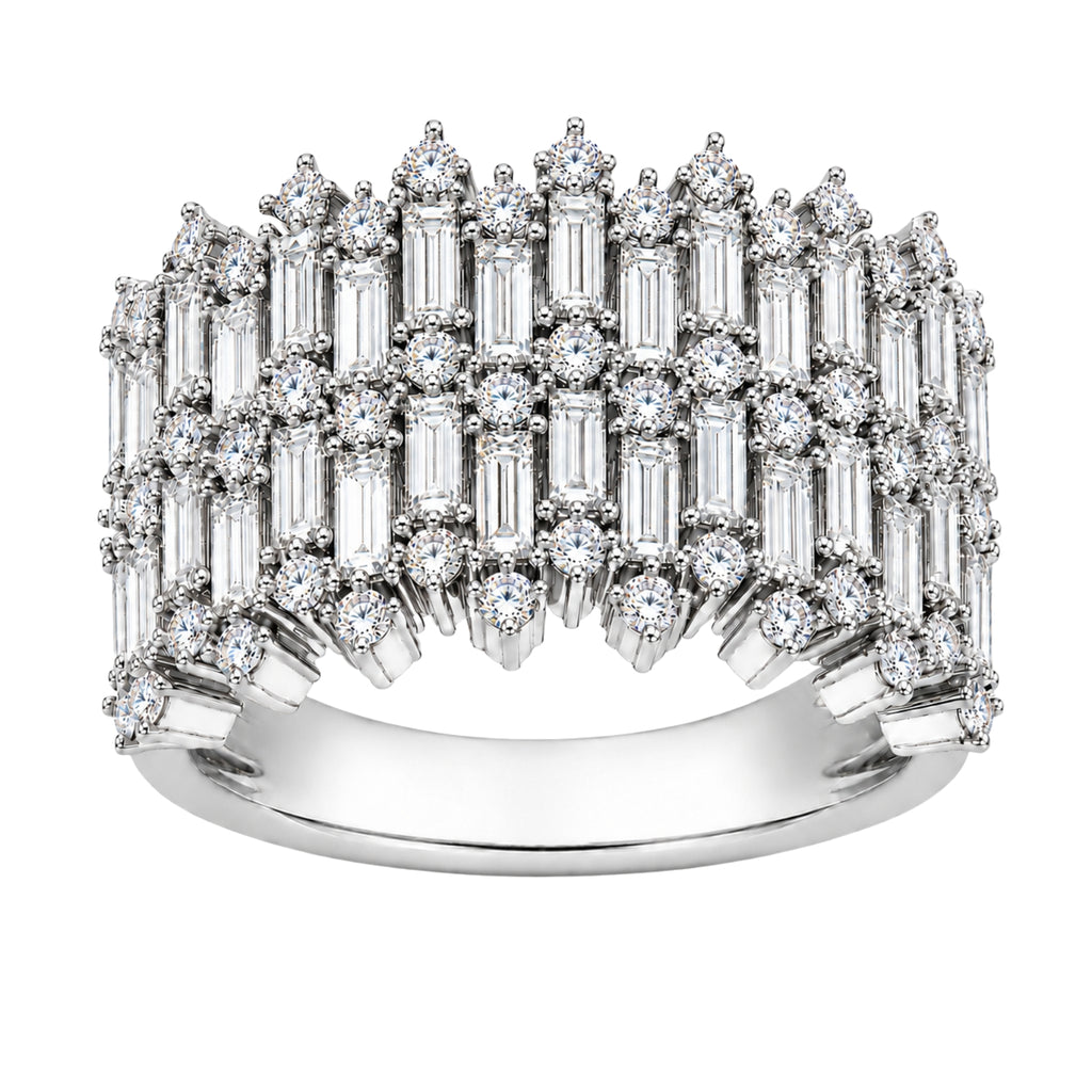 Diamonair Lab Grown Diamond (F/VS+) 2.00 carat Round cut Sterling Silver Statement Ring - Sterling Silver | Gold over Silver