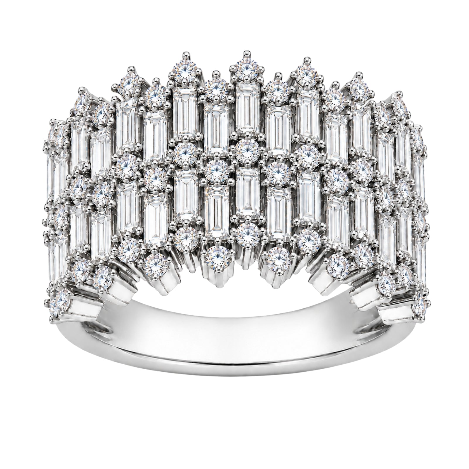 Diamonair Lab Grown Diamond (F/VS+) 2.00 carat Round cut Sterling Silver Statement Ring - Sterling Silver | Gold over Silver