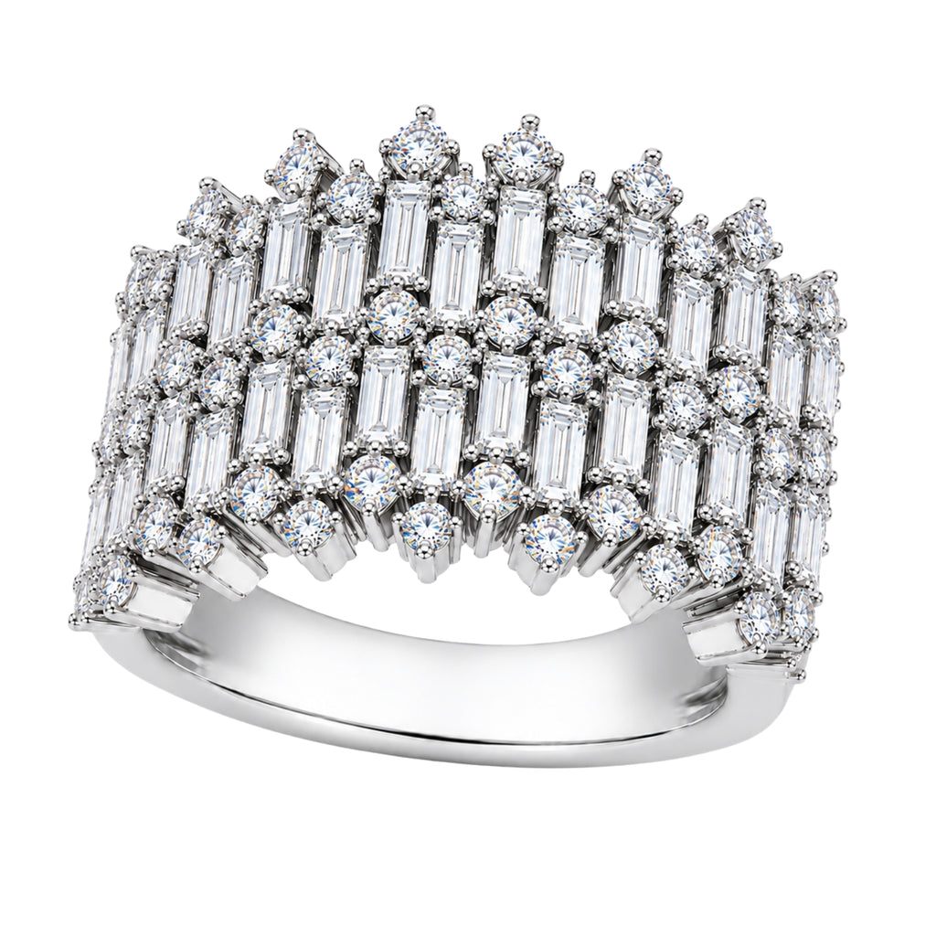 Diamonair Lab Grown Diamond (F/VS+) 2.00 carat Round cut Sterling Silver Statement Ring - Sterling Silver | Gold over Silver