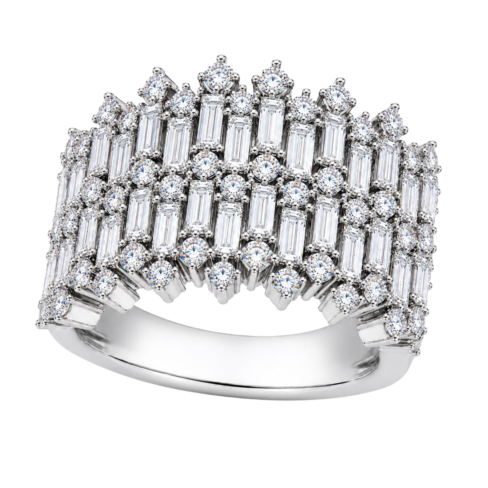 Diamonair Lab Grown Diamond (F/VS+) 2.00 carat Round cut Sterling Silver Statement Ring - Sterling Silver | Gold over Silver