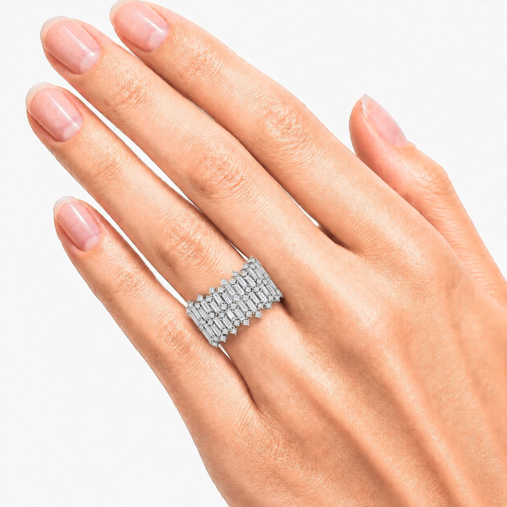 Diamonair Lab Grown Diamond (F/VS+) 2.00 carat Round cut Sterling Silver Statement Ring - Sterling Silver | Gold over Silver