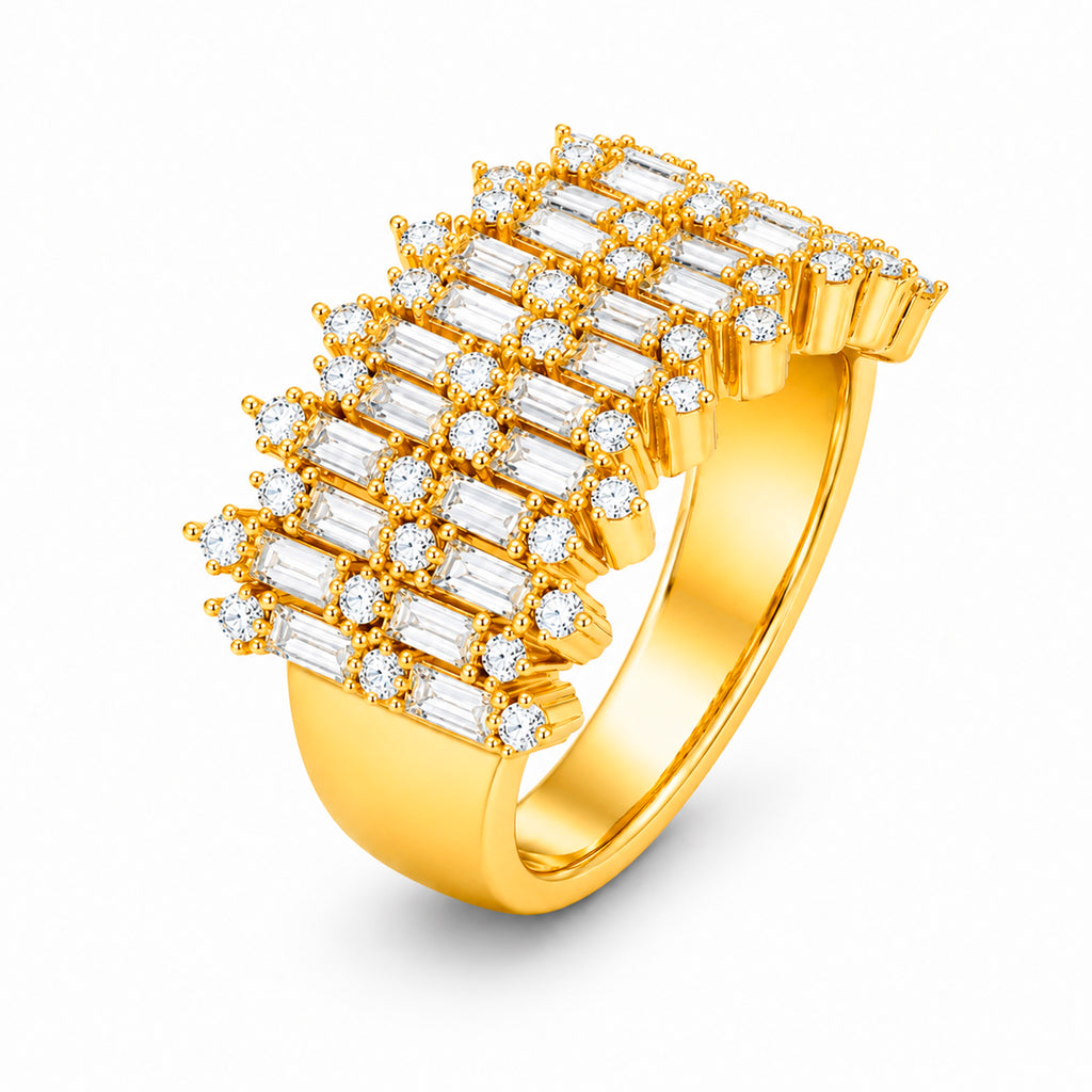 Diamonair Lab Grown Diamond (F/VS+) 2.00 carat Round cut Sterling Silver Statement Ring - Sterling Silver | Gold over Silver