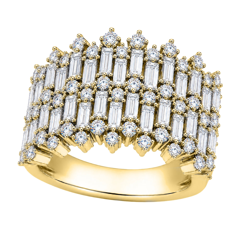 Diamonair Lab Grown Diamond (F/VS+) 2.00 carat Round cut Sterling Silver Statement Ring - Sterling Silver | Gold over Silver