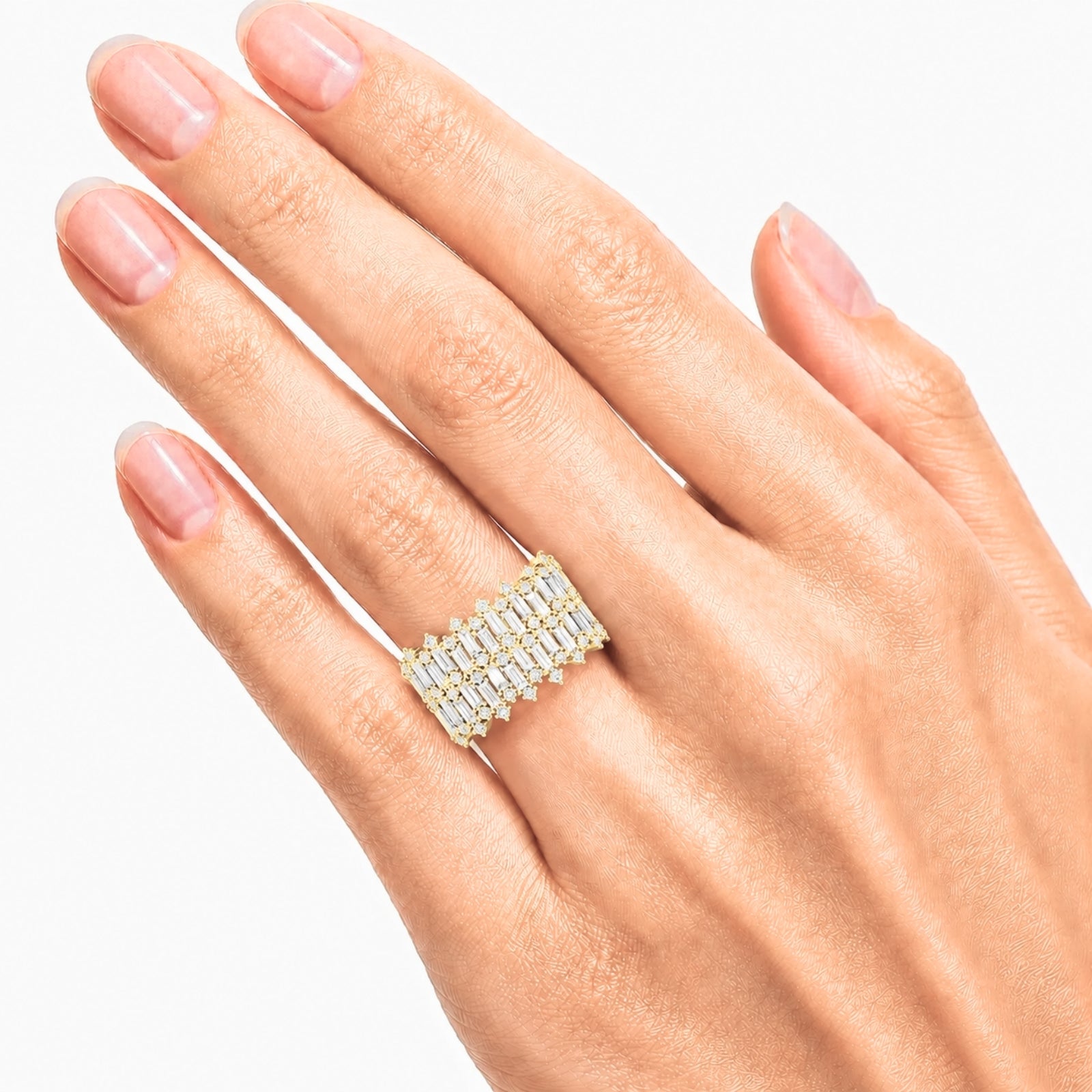 Diamonair Lab Grown Diamond (F/VS+) 2.00 carat Round cut Sterling Silver Statement Ring - Sterling Silver | Gold over Silver