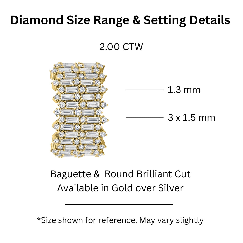 Diamonair Lab Grown Diamond (F/VS+) 2.00 carat Round cut Sterling Silver Statement Ring - Sterling Silver | Gold over Silver