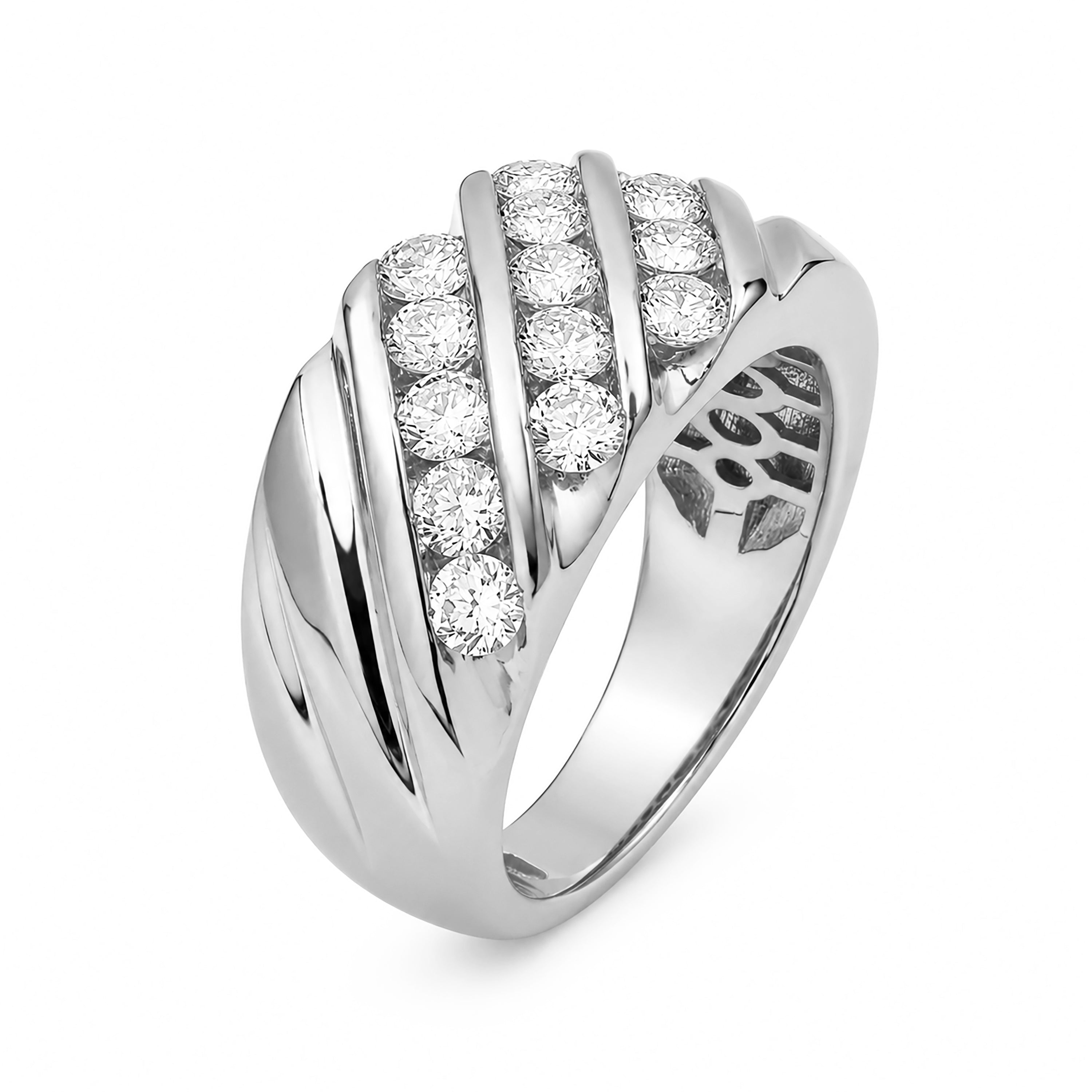 Diamonair Lab Grown Diamond (F/VS+) 3.00 carat Round cut Sterling Silver Men's Ring - Sterling Silver | Gold over Silver