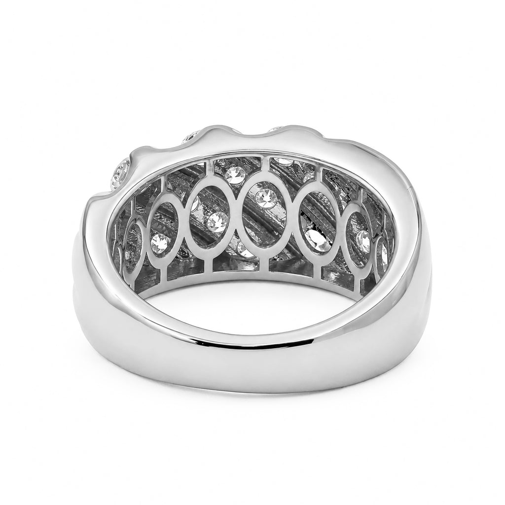 Diamonair Lab Grown Diamond (F/VS+) 3.00 carat Round cut Sterling Silver Men's Ring - Sterling Silver | Gold over Silver