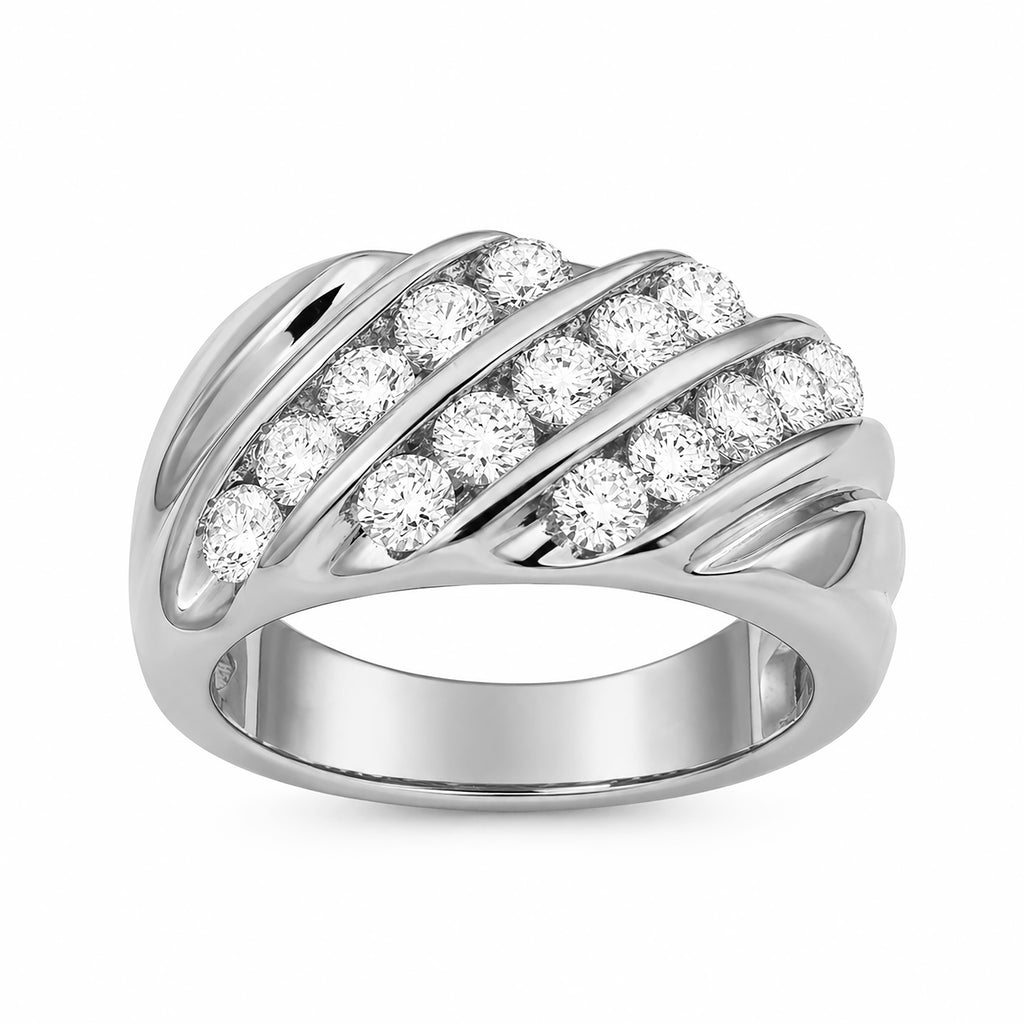 Diamonair Lab Grown Diamond (F/VS+) 3.00 carat Round cut Sterling Silver Men's Ring - Sterling Silver | Gold over Silver