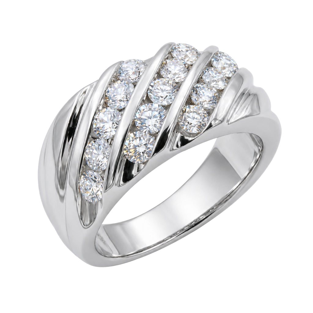 Diamonair Lab Grown Diamond (F/VS+) 2.00 carat Round cut Sterling Silver Men's Ring - Sterling Silver | Gold over Silver