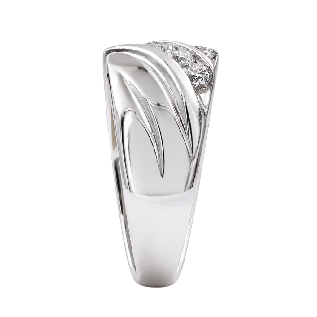 Diamonair Lab Grown Diamond (F/VS+) 2.00 carat Round cut Sterling Silver Men's Ring - Sterling Silver | Gold over Silver