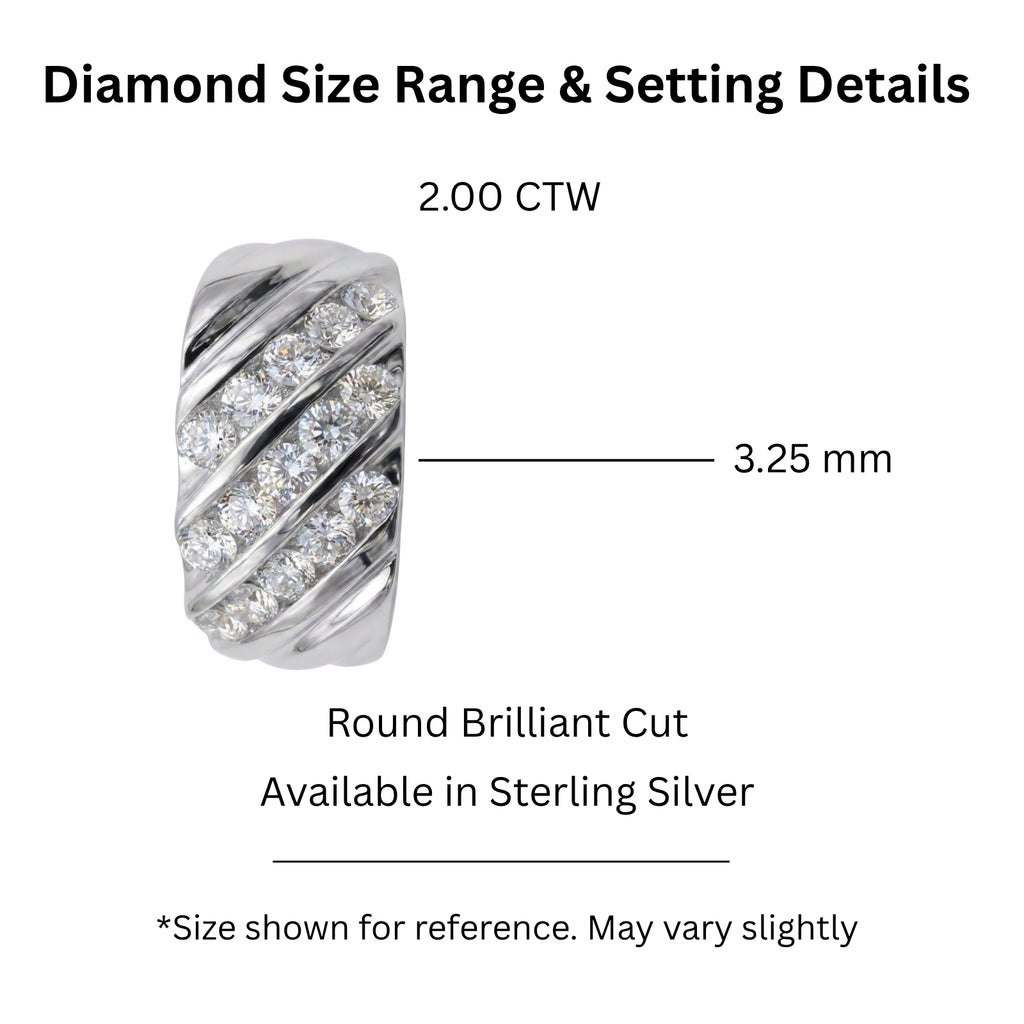 Diamonair Lab Grown Diamond (F/VS+) 2.00 carat Round cut Sterling Silver Men's Ring - Sterling Silver | Gold over Silver