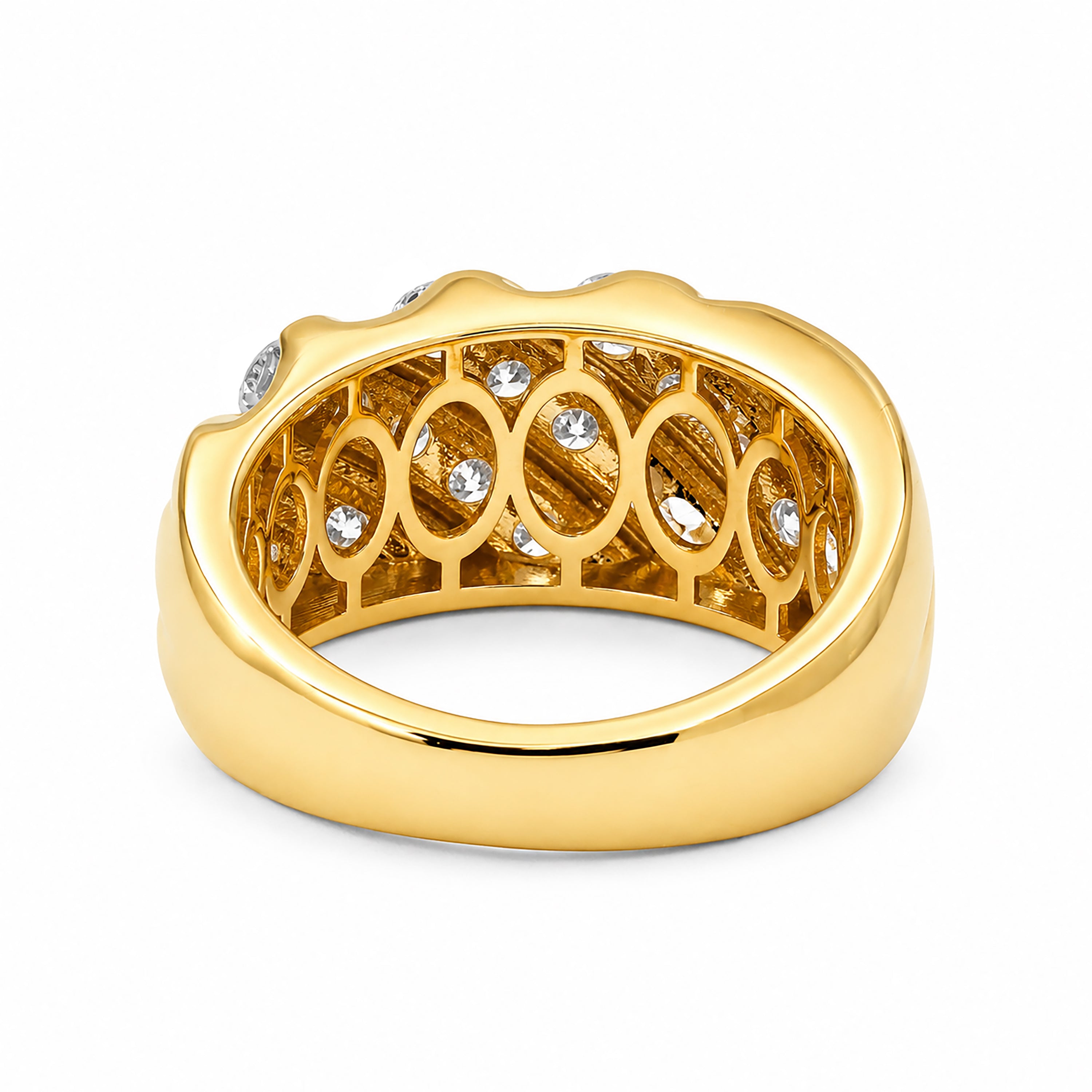 Diamonair Lab Grown Diamond (F/VS+) 3.00 carat Round cut Sterling Silver Men's Ring - Sterling Silver | Gold over Silver