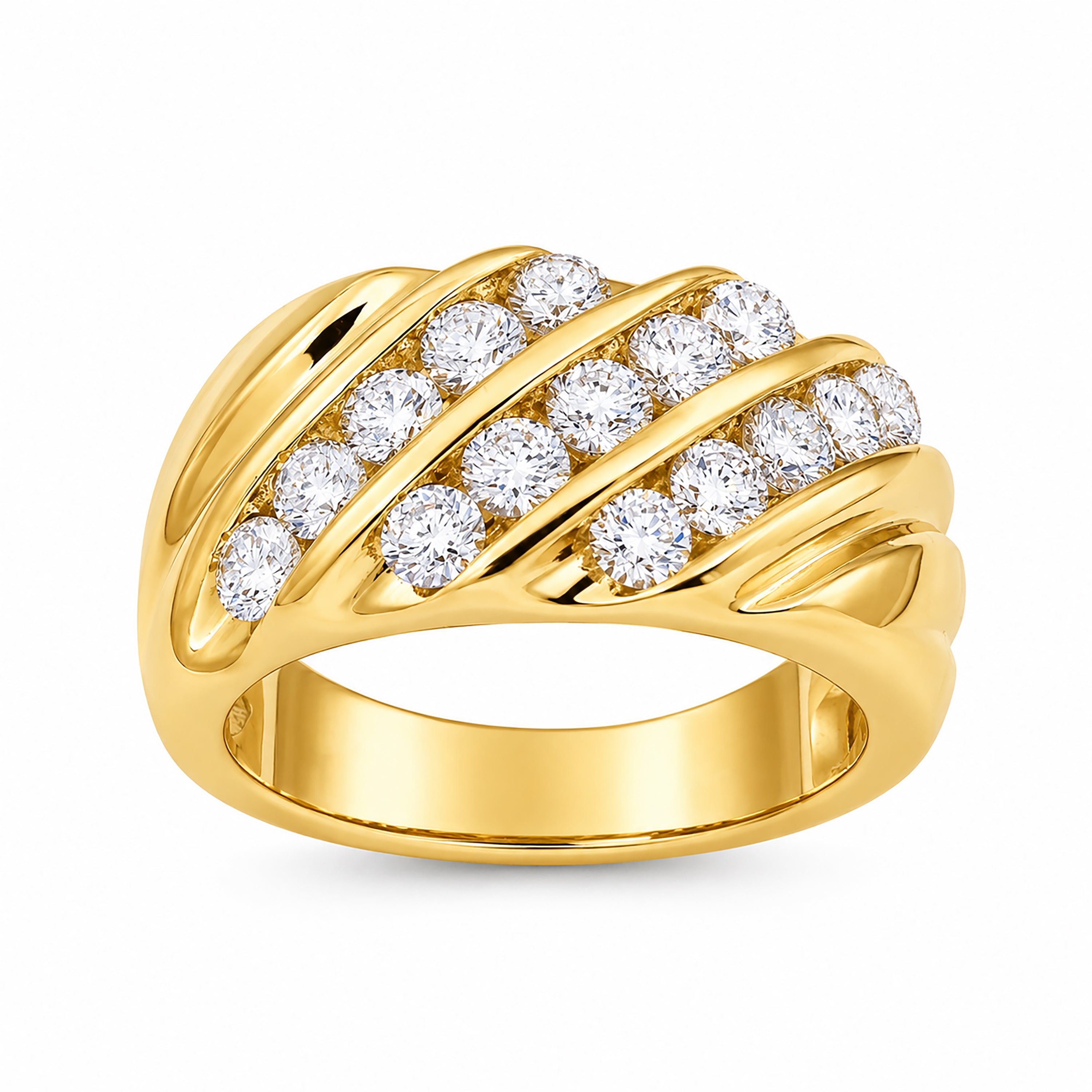 Diamonair Lab Grown Diamond (F/VS+) 3.00 carat Round cut Sterling Silver Men's Ring - Sterling Silver | Gold over Silver