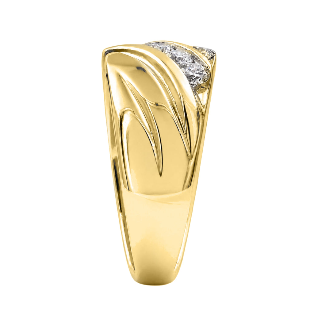 Diamonair Lab Grown Diamond (F/VS+) 2.00 carat Round cut Sterling Silver Men's Ring - Sterling Silver | Gold over Silver
