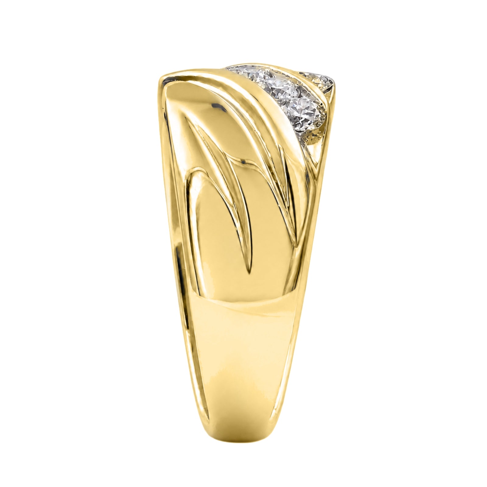 Diamonair Lab Grown Diamond (F/VS+) 2.00 carat Round cut Sterling Silver Men's Ring - Sterling Silver | Gold over Silver
