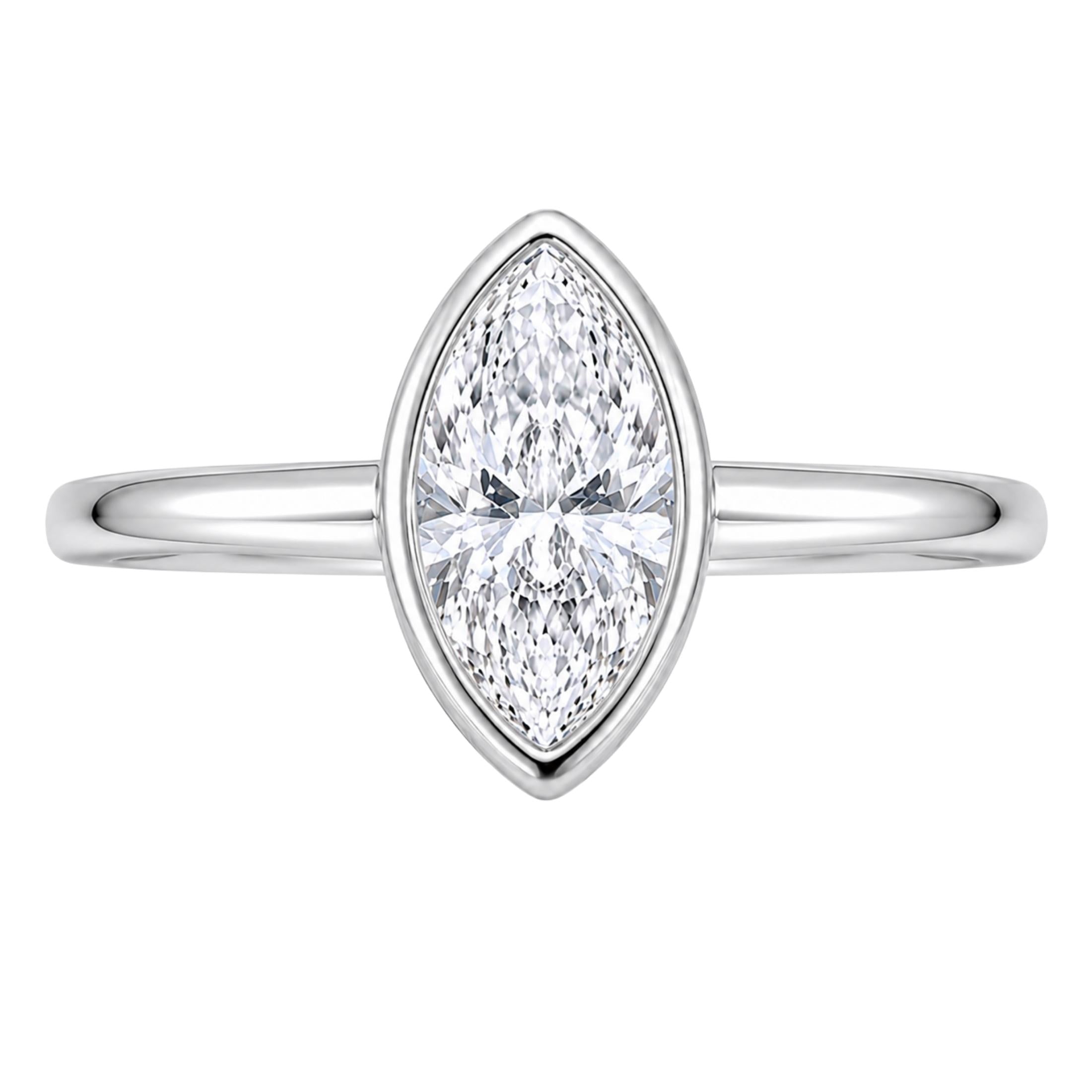 1.00-6.00 Carat T.W. Marquise-cut IGI Certified Lab Grown Diamond (F/VS) 14K Gold Solitaire Ring - Assorted Colors, Sizes & Carat