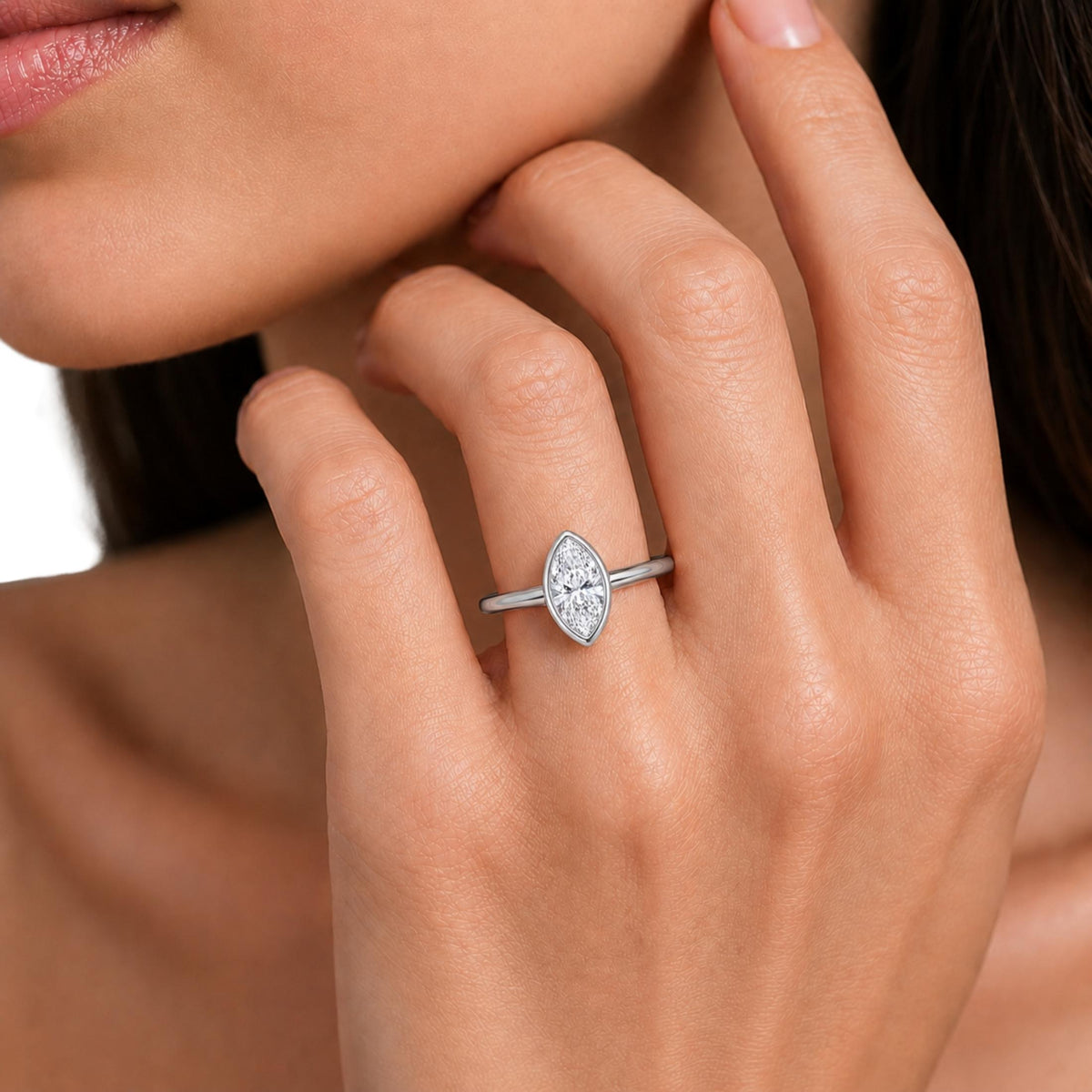 1.00-6.00 Carat T.W. Marquise-cut IGI Certified Lab Grown Diamond (F/VS) 14K Gold Solitaire Ring - Assorted Colors, Sizes & Carat