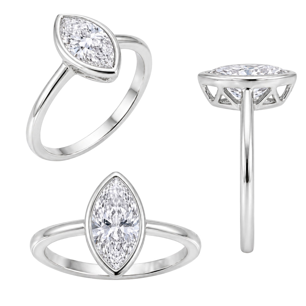 1.00-6.00 Carat T.W. Marquise-cut IGI Certified Lab Grown Diamond (F/VS) 14K Gold Solitaire Ring - Assorted Colors, Sizes & Carat