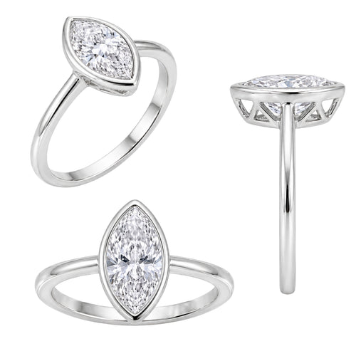 1.00-6.00 Carat T.W. Marquise-cut IGI Certified Lab Grown Diamond (F/VS) 14K Gold Solitaire Ring - Assorted Colors, Sizes & Carat
