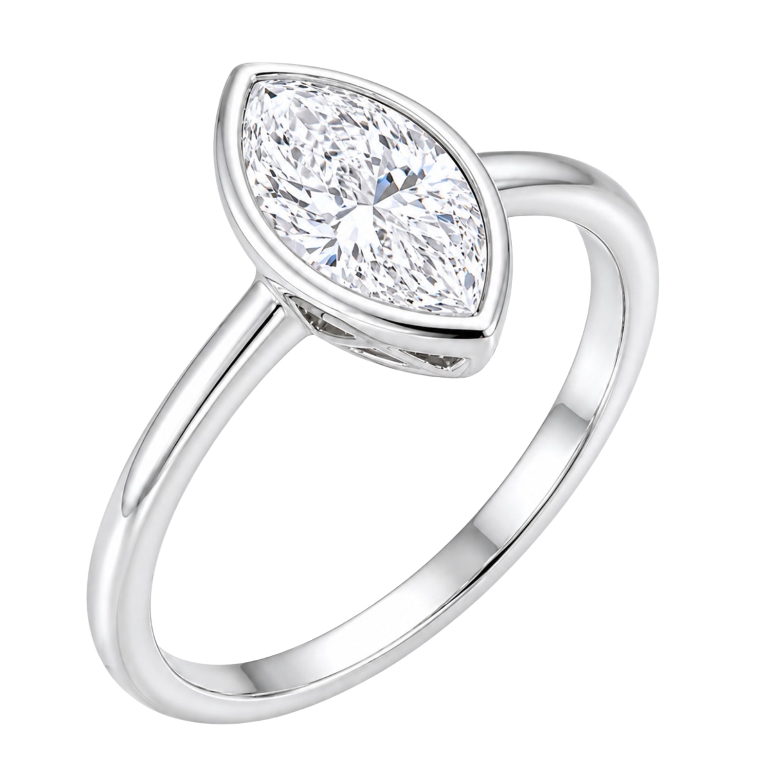1.00-6.00 Carat T.W. Marquise-cut IGI Certified Lab Grown Diamond (F/VS) 14K Gold Solitaire Ring - Assorted Colors, Sizes & Carat