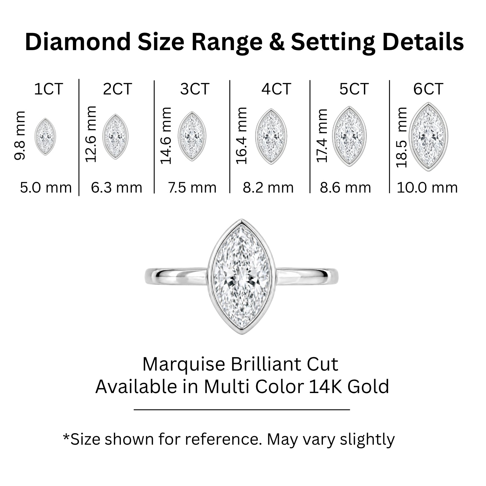 1.00-6.00 Carat T.W. Marquise-cut IGI Certified Lab Grown Diamond (F/VS) 14K Gold Solitaire Ring - Assorted Colors, Sizes & Carat