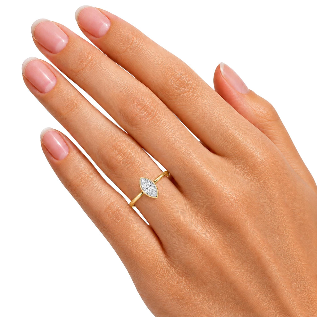 1.00-6.00 Carat T.W. Marquise-cut IGI Certified Lab Grown Diamond (F/VS) 14K Gold Solitaire Ring - Assorted Colors, Sizes & Carat