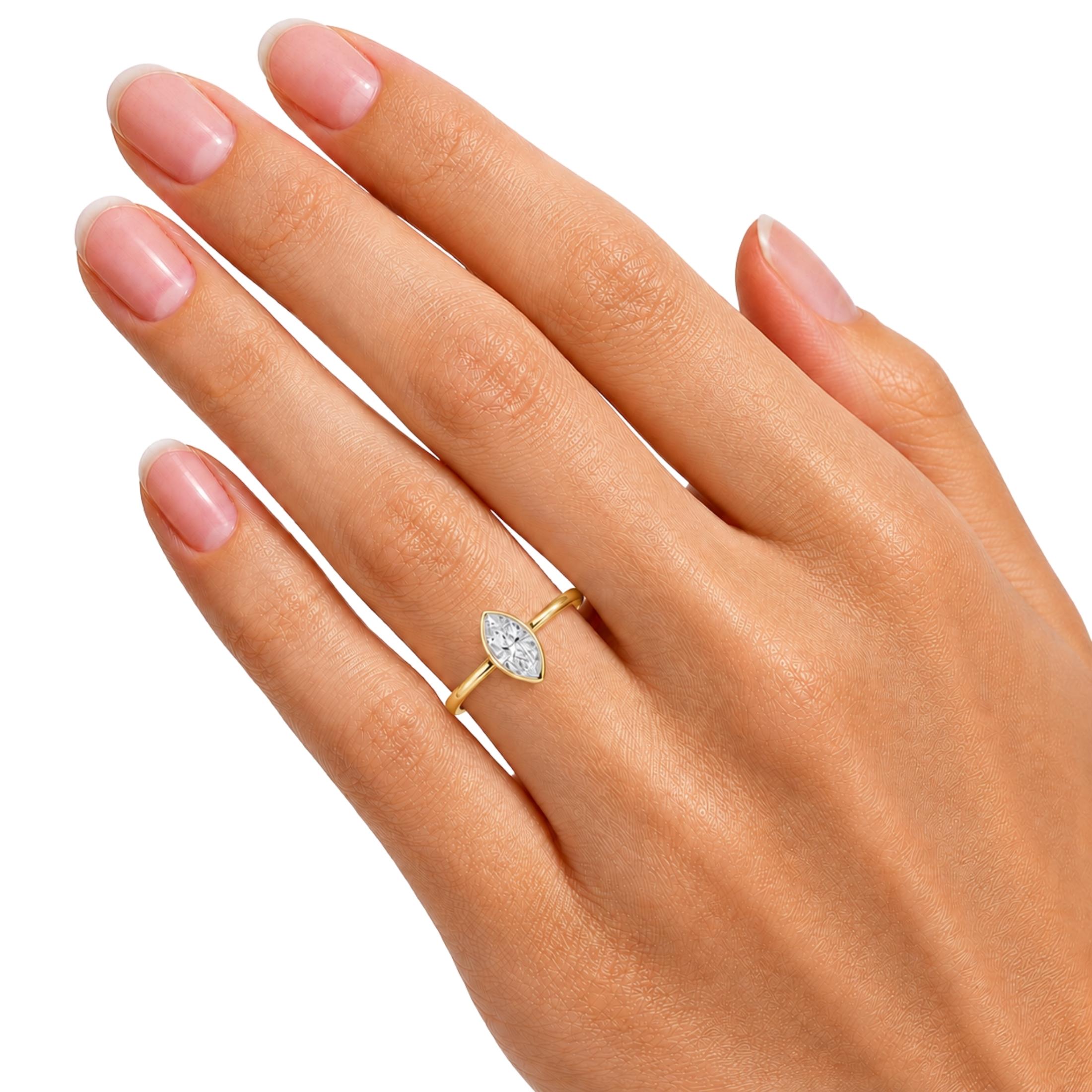1.00-6.00 Carat T.W. Marquise-cut IGI Certified Lab Grown Diamond (F/VS) 14K Gold Solitaire Ring - Assorted Colors, Sizes & Carat